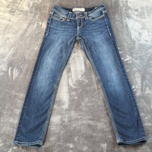 BKE Harper Straight Leg Jeans Women 27R Dark Wash Contrast Stitch Mid‎ Rise